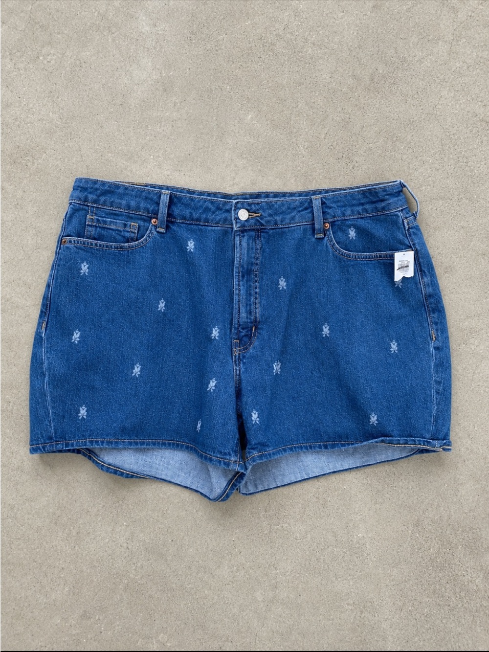 Old Navy High Rise OG Straight Denim Shorts Woman 22 Super Bloom Print Festival